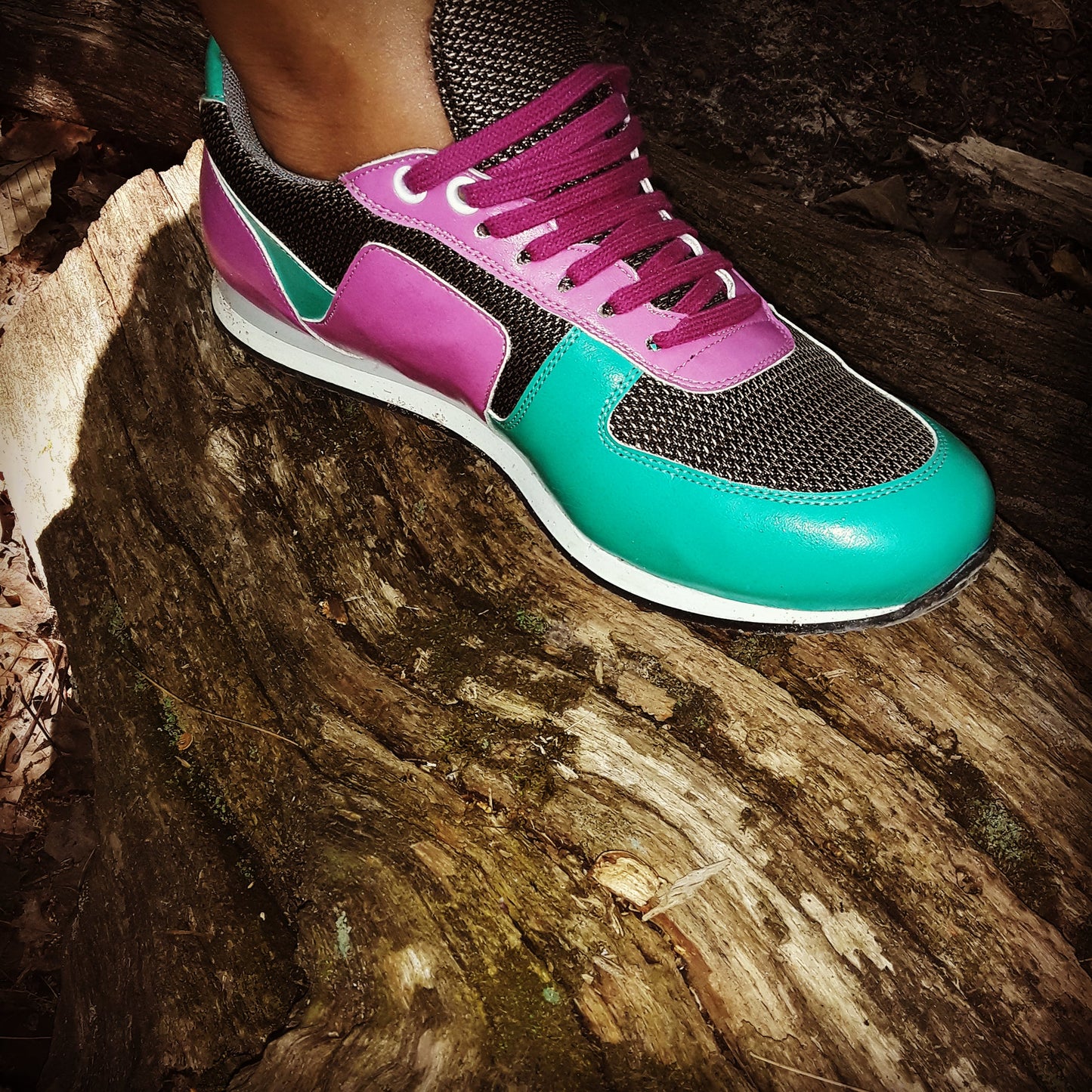 BORN IN THE 80s RETRO TRAINERS- PINK &TURQUOISE